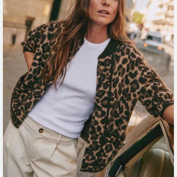 Sezane Jackets & Blazers - Sézane Leopard Noah Wool Teddy Jacket Cardigan